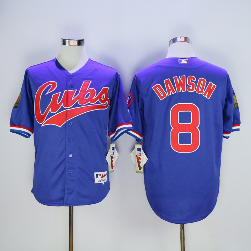 Men Chicago Cubs 8 Dawson Blue Throwback 1994 MLB Jerseys